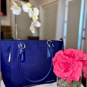 Dagne Dover Dagne Indigo Blue medium Signature Tote Bag with Crossbody Strap